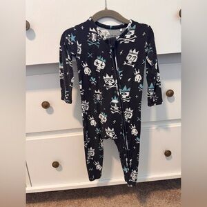 Skull Print Kids Footie Pajamas